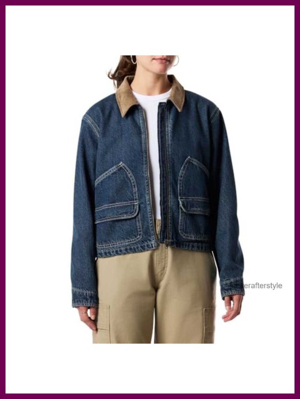 Women's Zip Utility Jacket Long Sleeve Cotton Collared